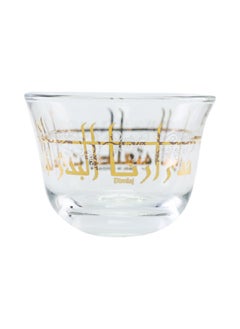 Dimlaj 6-Piece Elegant Design Luxurious Arabic Glass Coffee Cup Set Clear and Gold 68 ml DJ-42806  - Image 1
