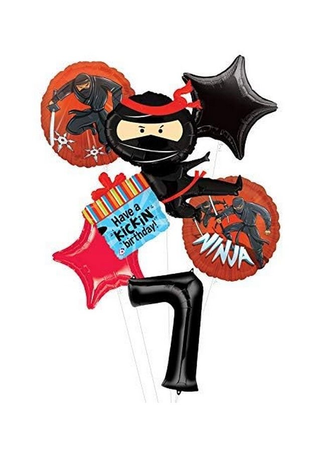 Mayflower Products Mayflower Ninja Birthday Party Supplies Have A Happy Kickin 7Th Birthday Balloon Bouquet Decorations  - Image 2