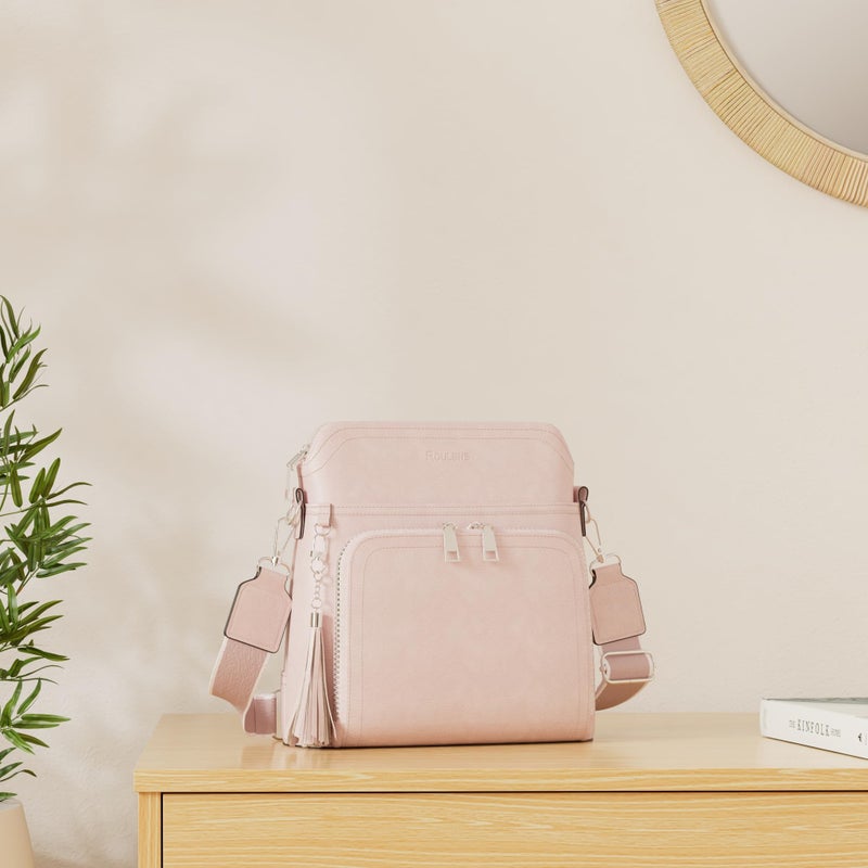 Roulens Crossbody Purse for Women,Lightweight Medium Crossbody Bag Soft Leather Women's Shoulder Handbags with Tassel - Image 3