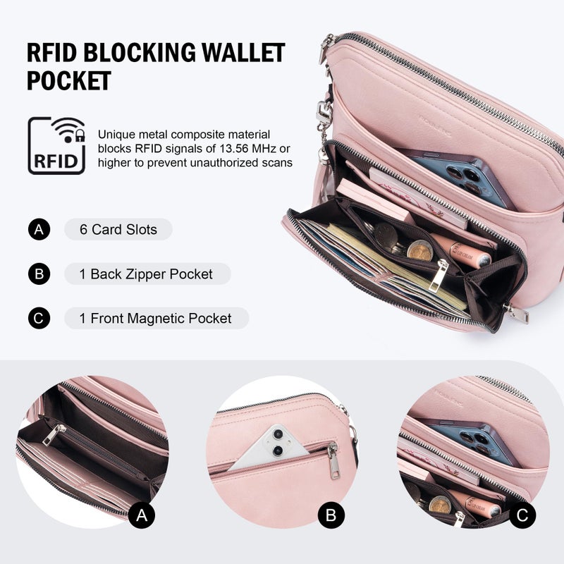 Roulens Crossbody Purse for Women,Lightweight Medium Crossbody Bag Soft Leather Women's Shoulder Handbags with Tassel - Image 4
