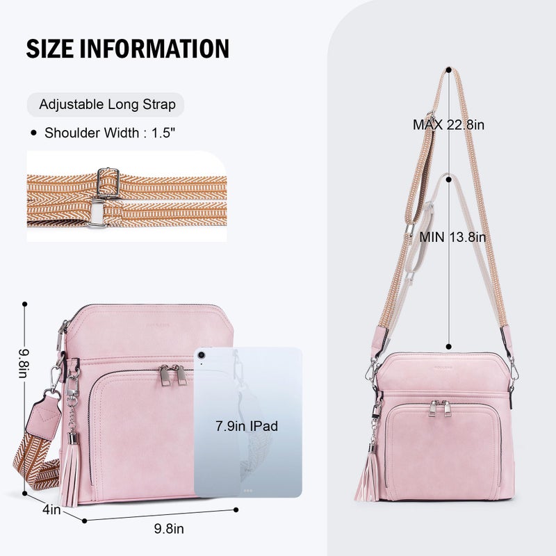 Roulens Crossbody Purse for Women,Lightweight Medium Crossbody Bag Soft Leather Women's Shoulder Handbags with Tassel - Image 5