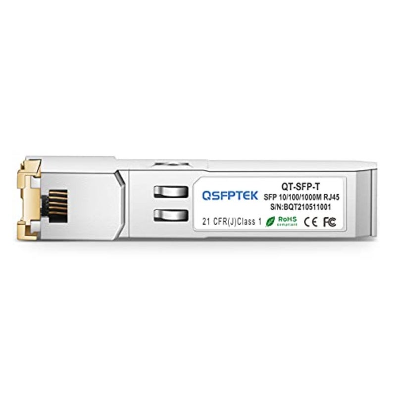 QSFPTEK 1.25G SFP RJ45 Copper Module, 10/100/1000BASE-T Gigabit Transceiver mini gbic for Cisco GLC-T/GLC-TE/SFP-GE-T, MikroTik, Reach 100m - Image 2