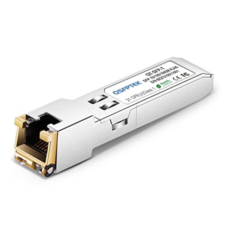 QSFPTEK 1.25G SFP RJ45 Copper Module, 10/100/1000BASE-T Gigabit Transceiver mini gbic for Cisco GLC-T/GLC-TE/SFP-GE-T, MikroTik, Reach 100m - Image 1