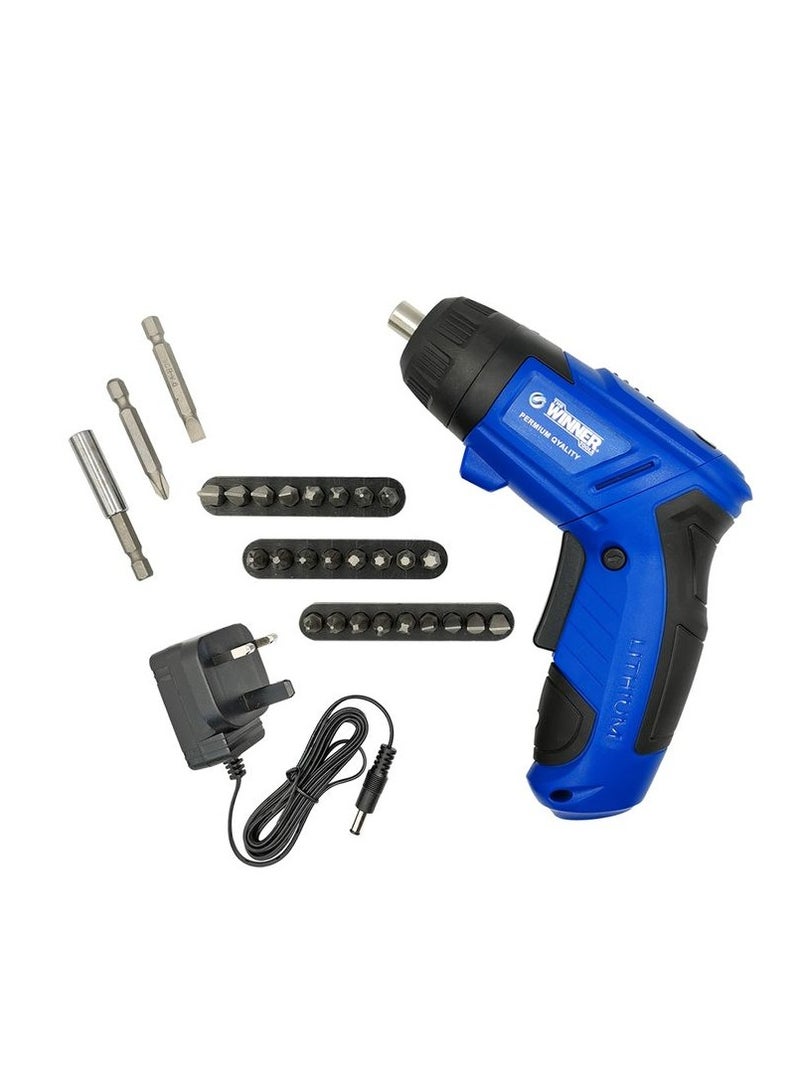 وينر طقم مفكات كهربائية لاسلكية من 29 قطعة من Winner Tools مع صندوق أدوات أزرق مفك براغي لاسلكي 3.6 فولت 1300 مللي أمبير في الساعة - Image 5