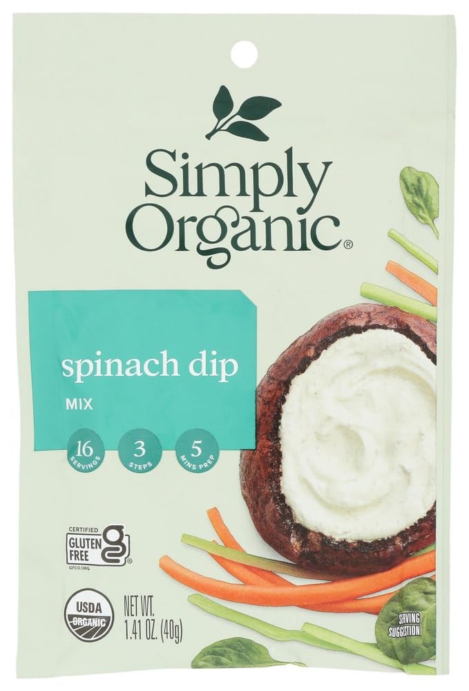 Simply Organic Food Flavor Spinach Dip Mix Gluten-Free 1.41 oz Packet - Image 1