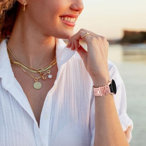 DaQin Flower Engraved Band Compatible with Samsung Galaxy Watch 7 Band/FE 6 5 4 40mm 44mm,Galaxy Active 2, 20mm Watch Band Soft Silicone Replacement Strap with Decorative Charms Accessories Women - Image 2