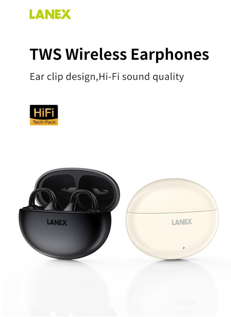 LANEX - LANX X11 Wireless Bluetooth Earphone with Sport Ear Hook Earbuds Sports Earphones (Beige) - Image 1