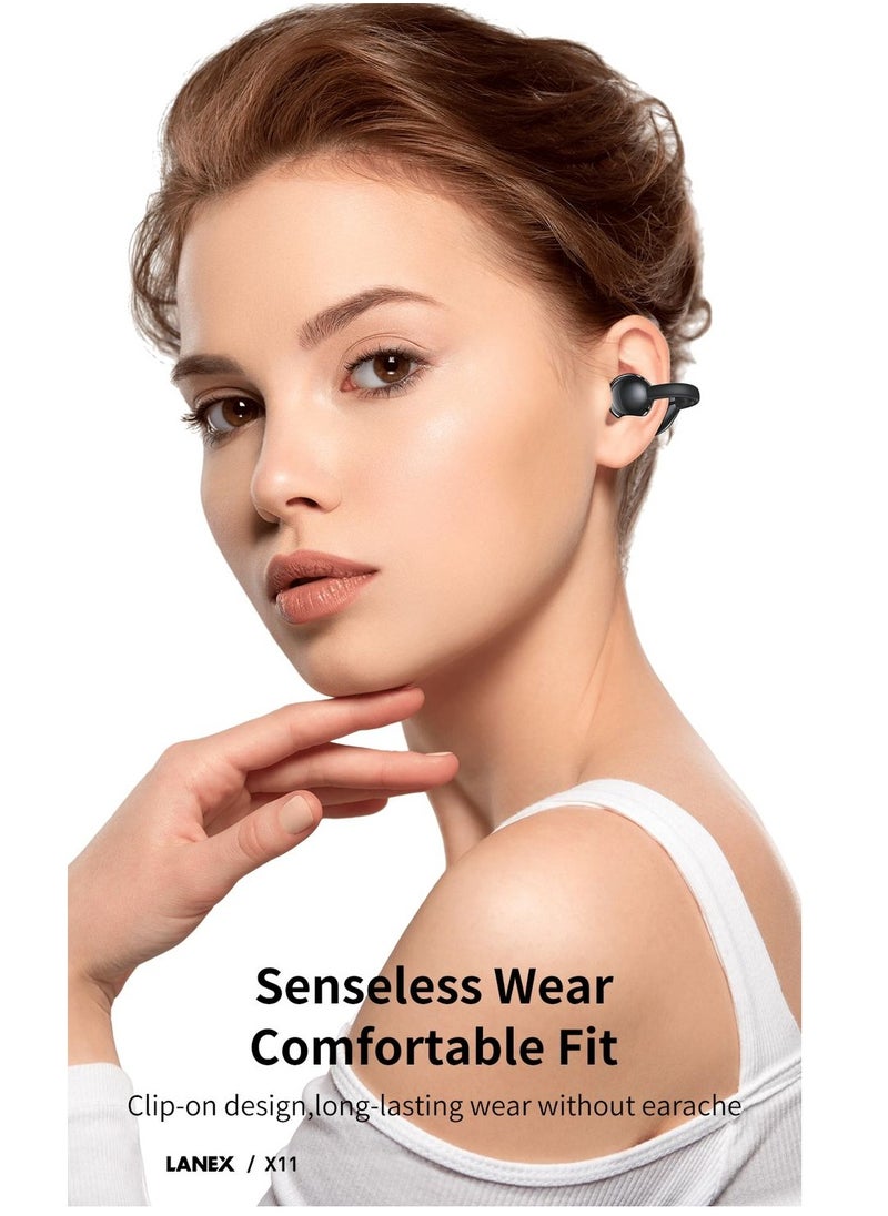 LANEX - LANX X11 Wireless Bluetooth Earphone with Sport Ear Hook Earbuds Sports Earphones (Beige) - Image 1