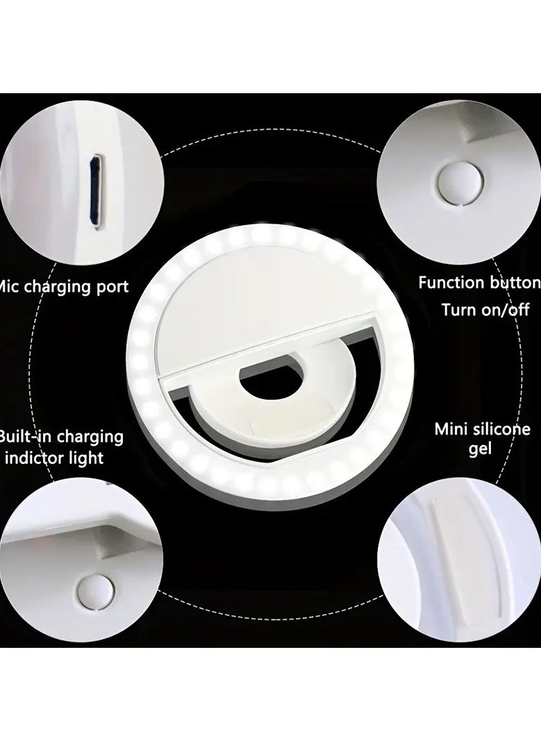 Portable LED Selfie Ring Light with 3-Level Brightness – USB Rechargeable, Battery Operated, or Handheld Photography Fill Light for Live Streaming, Video Calls, and Outdoor Use, Selfie Enhancement | Aesthetic Lighting | LED Light Technology  - Image 3