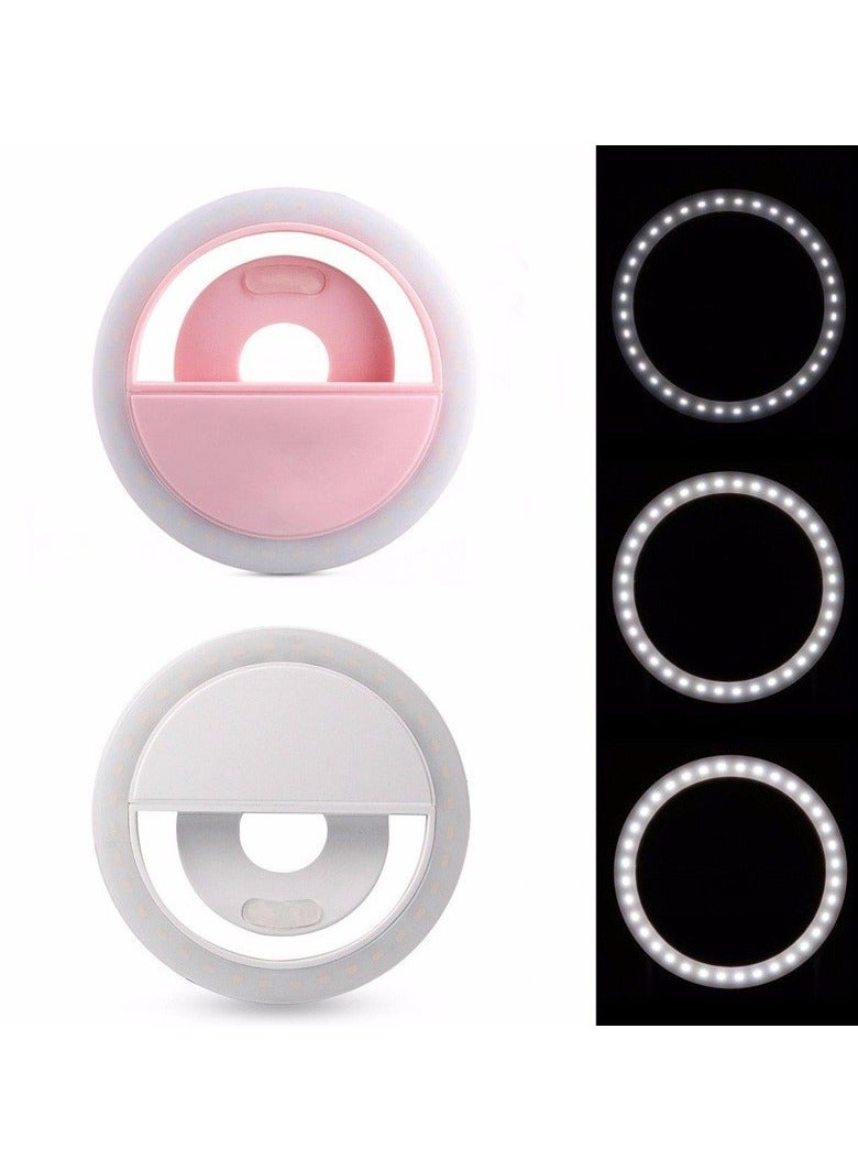 Portable LED Selfie Ring Light with 3-Level Brightness – USB Rechargeable, Battery Operated, or Handheld Photography Fill Light for Live Streaming, Video Calls, and Outdoor Use, Selfie Enhancement | Aesthetic Lighting | LED Light Technology