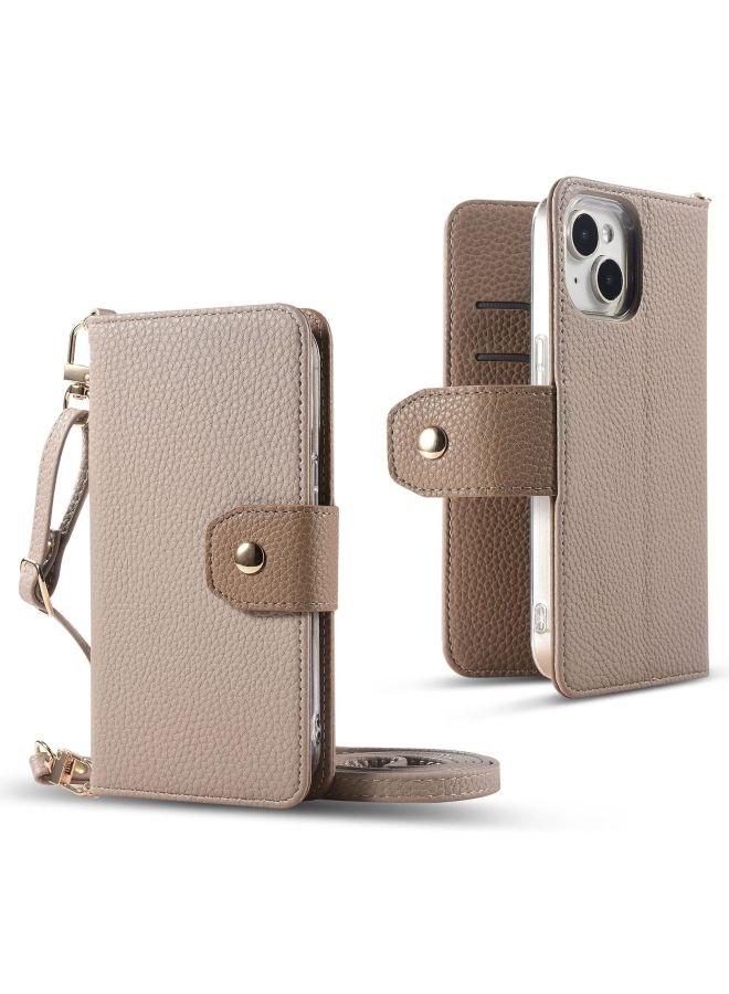IPhone16 Litchi Pattern Multifunctional Mobile Phone Case Suitable For Google 9pro Card-in Hand Account Type 12 Case-Color:Matcha Green-Applicable Models:iphone15 Pro Max - Image 5