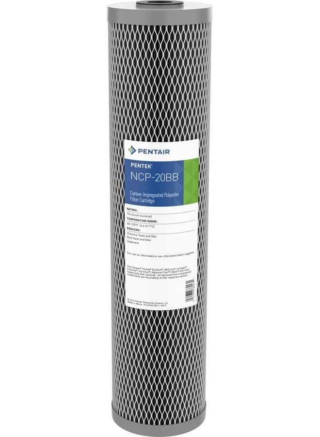 Pentek 155382-43 NCP-20BB Pleated Carbon-Impregnated Polyester Filter Cartridge, 20" x 4-1/2", 10 Microns - Image 1