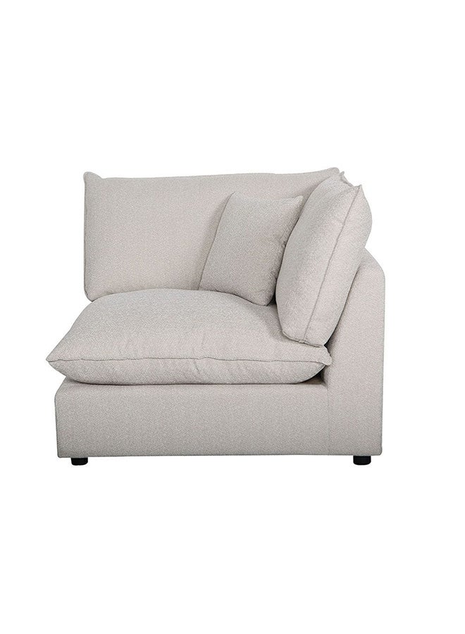 DANUBE HOME Napoleon 1 Seater With Right Arm Fabric Modular Sofa Accent Chair Modern Design One Seat Sofas Comfortable Living Room Seating Furniture For Home L 120 x W 108 x H 91 cm Beige  - Image 1