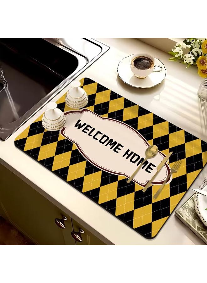 Bluejw Cross-border Checkerboard Kitchen Drain Mat Water Absorbent Quick-drying Tableware Mat Bar Counter Heat Insulation Mat Coffee Machine Drain Mat In Stock  - Image 3