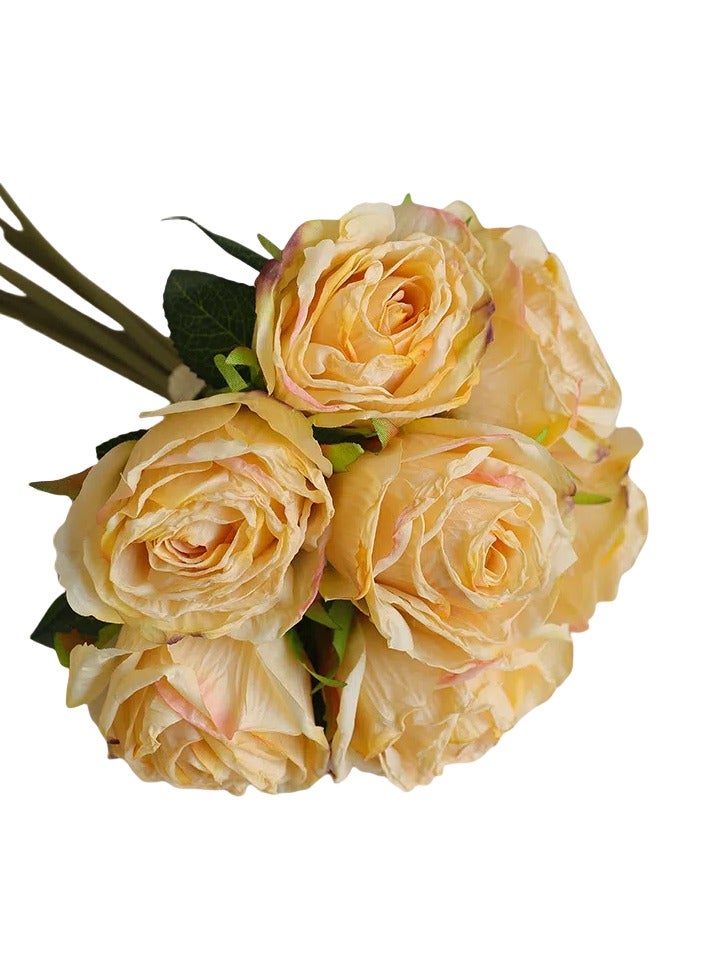 Artificial Burnt-edge Rose Bouquet, Luxury Faux Dried Flower Arrangement, wedding bouquet, Decorative Hand-tied Rose Bunch for Home Decor, European Style Garland, Wedding Arch & Outdoor Ceremony Decoration, Multiple Styles Available - Image 2