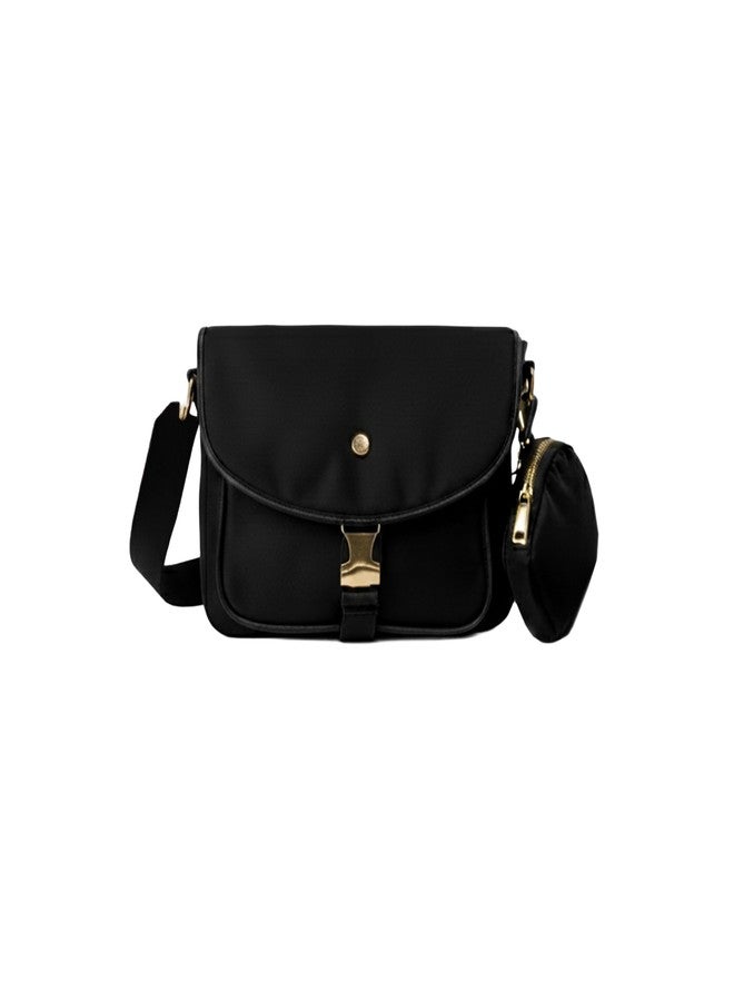 Accessorize London Women's Black Kourtney Nylon Sling | water-resistant Mini Shoulder Bag with Detachable Sling Strap | Stylish Casual & Travel Handbag - Image 1