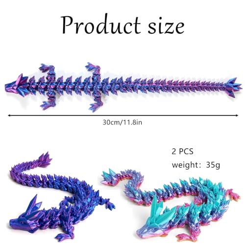 Zytiqt 2 PCS Dragon, 3Detailed Dragon Statue for Desk Decor, Unique 3D Printed Products for Home and Office, Cool Dinosaur Toys for Collectors - Image 2