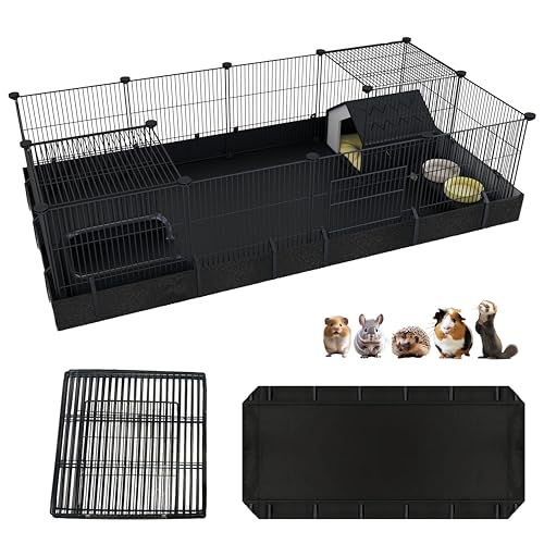 Xymoso DIY Guinea Pig Cages with Waterproof Canvas Bottom,16 Panels Small Animal Cage Pet Playpen with Door for Bunny Turtle Hedgehog,Indoor Metal Wire Yard Fence Outdoor - Image 1