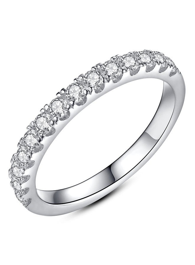 IMOLOVE Moissanite Wedding Band Wedding Rings for Women 925 Sterling Silver Rings with 18K White Gold Plated Eternity Stackable Engagement Ring Anniversary Band Size 3-12, 7.5, Gemstone, Moissanite - Image 1