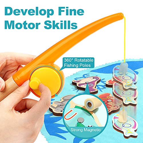 TOP BRIGHT لعبة الصيد Montessori للأطفال من TOP BRIGHT - ألعاب صيد خشبية مغناطيسية للأطفال هدايا للأولاد والبنات بعمر 3 سنوات، مهارات حركية دقيقة للأطفال الصغار - Image 3