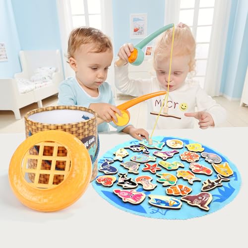 TOP BRIGHT لعبة الصيد Montessori للأطفال من TOP BRIGHT - ألعاب صيد خشبية مغناطيسية للأطفال هدايا للأولاد والبنات بعمر 3 سنوات، مهارات حركية دقيقة للأطفال الصغار - Image 5