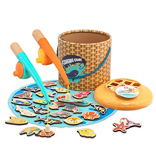 TOP BRIGHT لعبة الصيد Montessori للأطفال من TOP BRIGHT - ألعاب صيد خشبية مغناطيسية للأطفال هدايا للأولاد والبنات بعمر 3 سنوات، مهارات حركية دقيقة للأطفال الصغار - Image 1