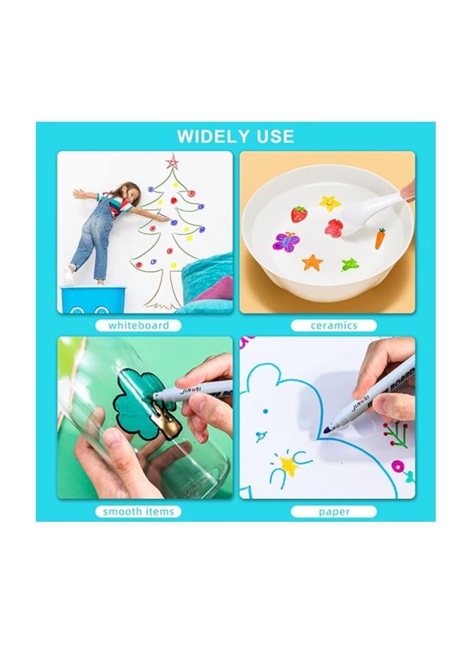 12 قطعة من أقلام الرسم المائي السحرية، قلم حبر عائم سحري، قلم ألوان مائية يمكن أن يطفو في الماء، أقلام تحديد عائمة للرسم السحري، هدايا للأطفال من سن 3 إلى 12 عامًا من الأولاد والبنات والأطفال الصغار - Image 3