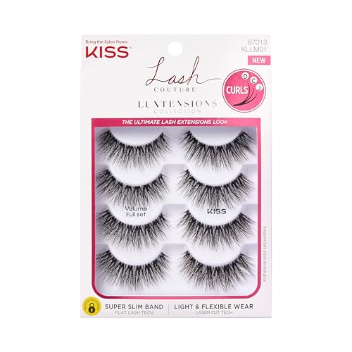 KISS Lash Couture Luxtensions Collection False Eyelashes Multipack, 'Volume Full Set', 14 mm, Super Slim Band, Light & Flexible Wear, Flat Lash & Laser Cut Technology, Includes 4 Pairs of Strip Lashes - Image 1