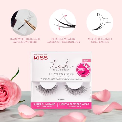 KISS Lash Couture Luxtensions Collection False Eyelashes Multipack, 'Volume Full Set', 14 mm, Super Slim Band, Light & Flexible Wear, Flat Lash & Laser Cut Technology, Includes 4 Pairs of Strip Lashes - Image 4