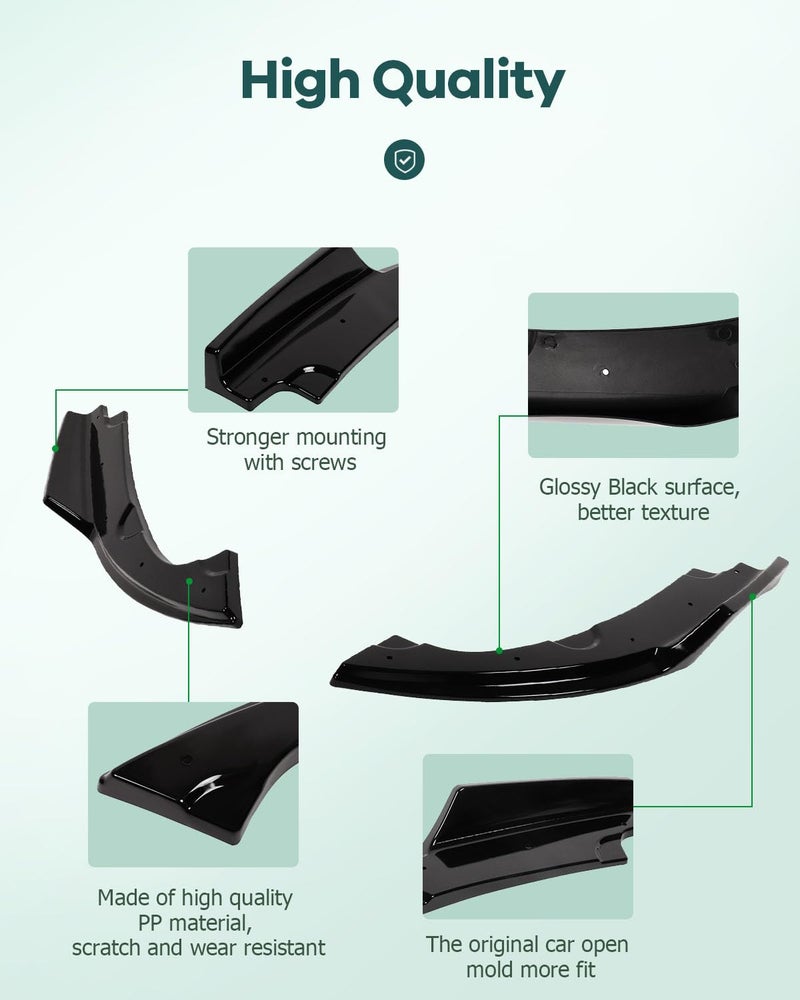 SCITOO Glossy Black Left Right Rear Bumper Canard Splitter Diffuser Valence Lower Spoiler Lip Bumper Splitters Aprons Fit for 2016-2019 for Honda Civic 4 Door Sedan Model - Image 5