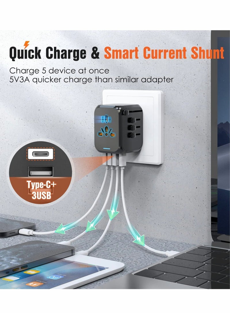 Y&D Universal International Travel Power Adapter with High Speed 2.4A USB, European - Image 3