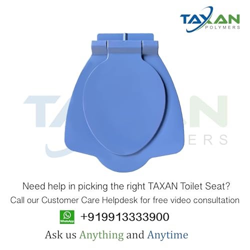 TAXAN POLYMERS TAXAN AL Blue Anglo Indian Toilet Seat Cover (19.5x16 IN) | PVC Toilet Cover for Bathroom | Sleek Design, Glossy Finish, Non-Soft Closing Commode Seat Cover With Installation Kit - Image 2