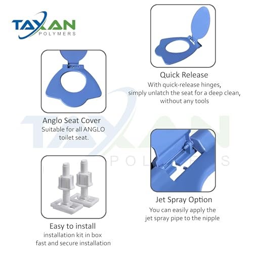 TAXAN POLYMERS TAXAN AL Blue Anglo Indian Toilet Seat Cover (19.5x16 IN) | PVC Toilet Cover for Bathroom | Sleek Design, Glossy Finish, Non-Soft Closing Commode Seat Cover With Installation Kit - Image 5