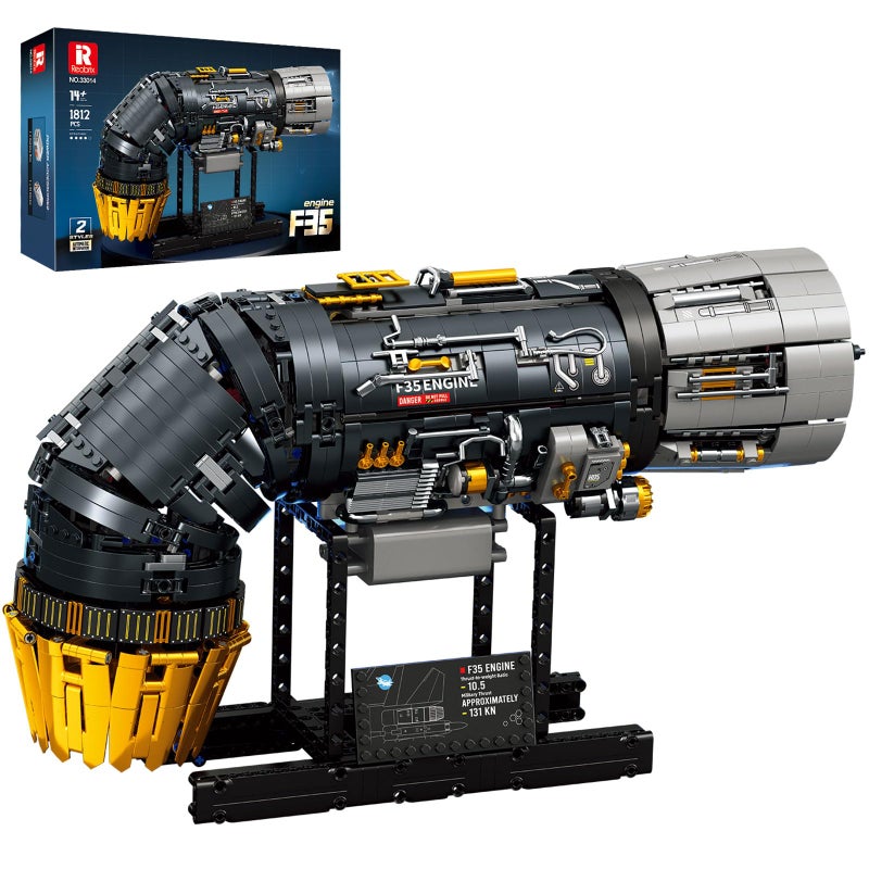 Reobrix F35 Engine Building Block Sets for Adults 33014, Mechanical Building Blocks with Motor, F35 Fighter Jet Engine Model Kit Technic Engine Gift for Fighter Jet Fans Adult (1812PCS) - Image 1