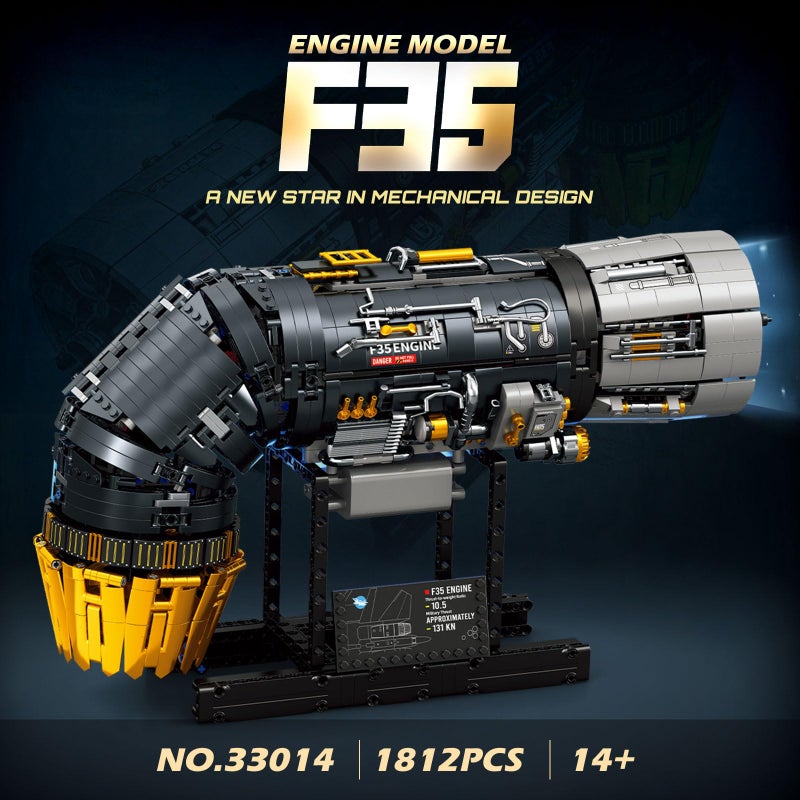 Reobrix F35 Engine Building Block Sets for Adults 33014, Mechanical Building Blocks with Motor, F35 Fighter Jet Engine Model Kit Technic Engine Gift for Fighter Jet Fans Adult (1812PCS) - Image 2