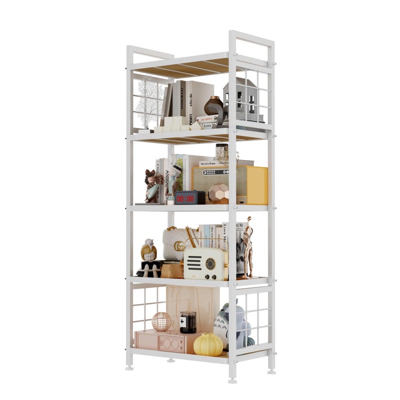 GIOTORENT 5-Tier Pantry Shelves with Wooden Boards, Heavy Duty Storage Shelves & Book Shelf, Adjustable Metal Shelving Unit for Kitchen Bathroom Laundry Organizer, Sturdy Rust-Resistant, White - Image 1