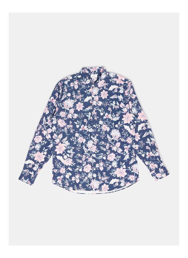 Replay - Collared Neck Long Sleeve Floral Shirt - Image 1