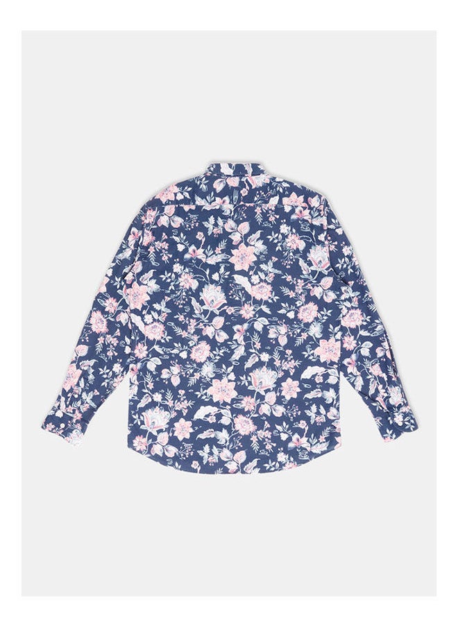 Replay - Collared Neck Long Sleeve Floral Shirt - Image 1
