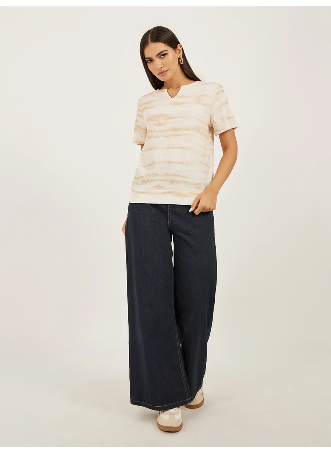 Styli Styli Textured Notch Neck Regular Fit T-Shirt