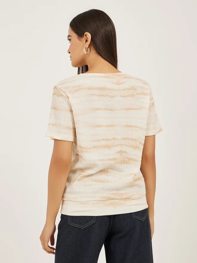 Styli Styli Textured Notch Neck Regular Fit T-Shirt