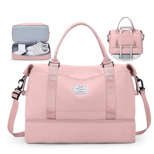 HYC00 Travel Duffel Bag with Shoes Compartment, Overnight Weekender Bags for Women,Carry on Personal Item Bag - Image 1