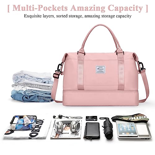 HYC00 Travel Duffel Bag with Shoes Compartment, Overnight Weekender Bags for Women,Carry on Personal Item Bag - Image 2