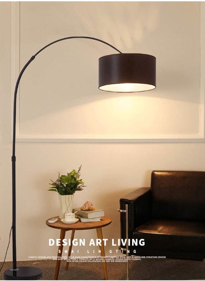 Cady One Tall Lampshade and LED Floor Lamp for Living Room with Adjustable Hanging Cylinder Shade with Remote Control, Reading Light for Bedroom or Office Black 12W 185 x 38cm  - Image 2