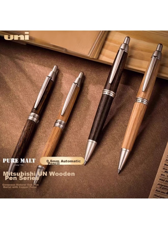يوني ميتسوبيشي (uni) قلم رصاص آلي طلابي 0.5mm Century Oak Shaft قلم ميكانيكي هدية أعمال قلم M5-1015 Thick Shaft لون خشب فاتح - Image 4