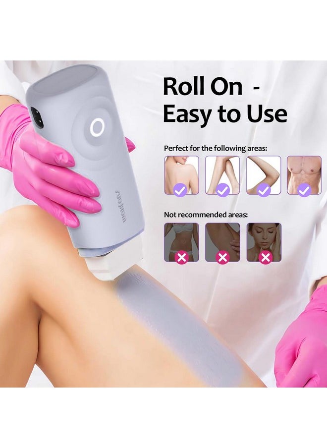 Roll On Wax Kit, Smart Wax Roller Kit With Automatic Cooling System, No Burns, Safe And Easy Waxing Kit For Women And Man At Home, 2 Wax Cartridges & 50 Wax Strips Included