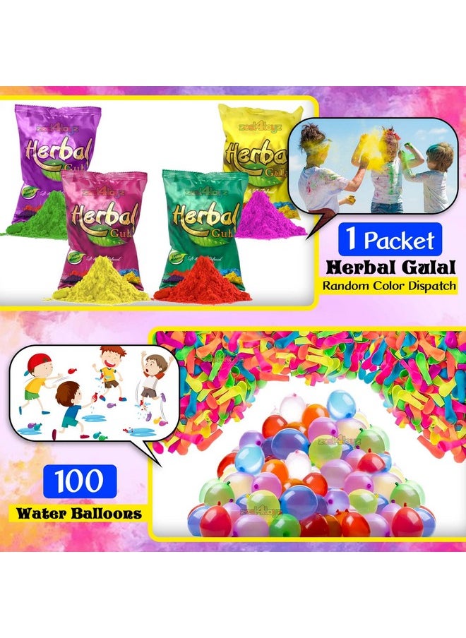Zest 4 Toyz Zest 4 Toyz Holi Water Pichkari for Kids Holi Backpack Water Tank with 1 Pkt Herbal Gulal and 100 Water Balloons for Holi Celebration- Boys & Girls(Blue)- Mini Tank  - Image 2