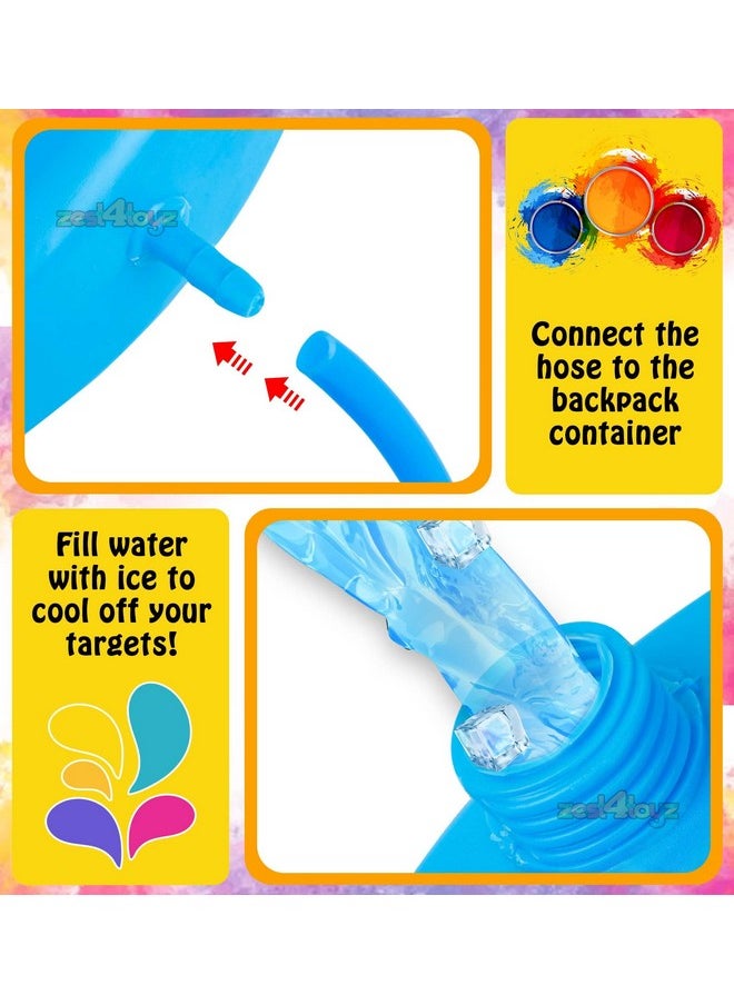Zest 4 Toyz Zest 4 Toyz Holi Water Pichkari for Kids Holi Backpack Water Tank with 1 Pkt Herbal Gulal and 100 Water Balloons for Holi Celebration- Boys & Girls(Blue)- Mini Tank  - Image 4