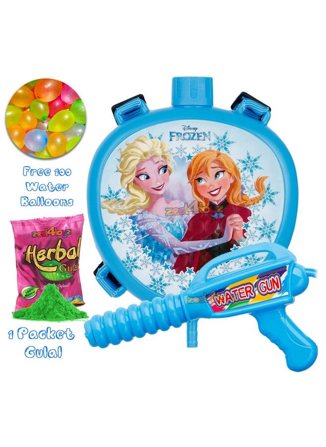 Zest 4 Toyz Zest 4 Toyz Holi Water Pichkari for Kids Holi Backpack Water Tank with 1 Pkt Herbal Gulal and 100 Water Balloons for Holi Celebration- Boys & Girls(Blue)- Mini Tank  - Image 3