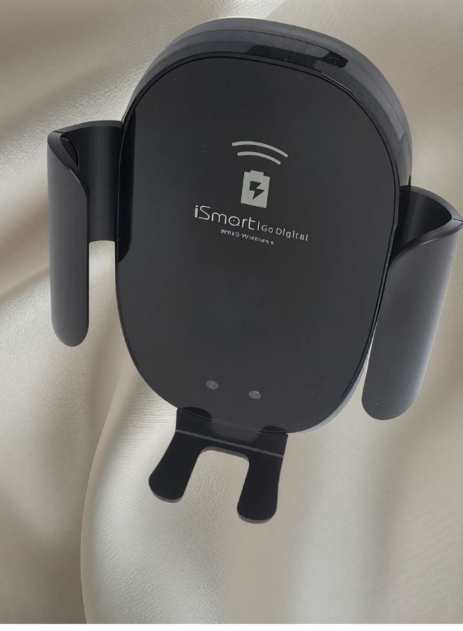 iSmart Universal Wireless Car Charger With Mount Bracket Smartphones Holder Infrared Sensing Wireless Fast Charging Vehicle Dock, 3in1 Air Vent, Dashboard and Rear View - Image 2