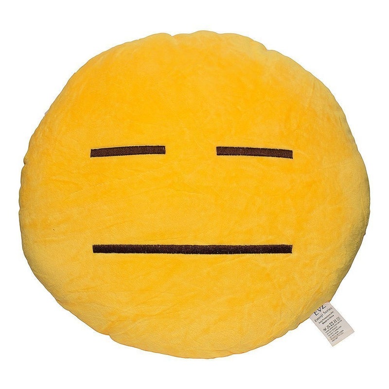 EvZ Emoji Expressionless Face Emoticon Cushion Stuffed Plush Soft Pillow Official Certified 32cm Yellow